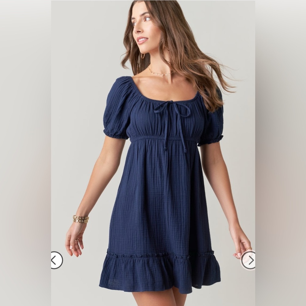 Navy Blue Puff Sleeve babydoll dress